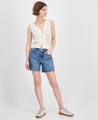 Women's Lace-Trim Button-Front Sweater Vest