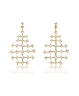 14K Gold Plated Cubic Zirconia Drop Earrings
