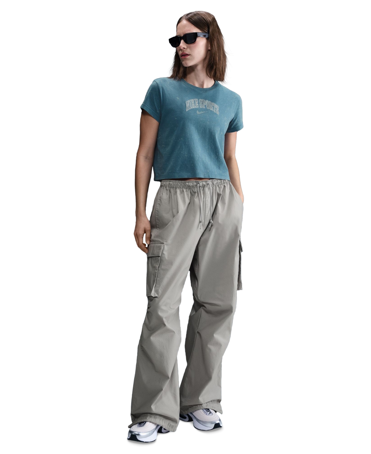 Nike Sportswear Women's Cotton Embroidered-logo T-shirt In Blue