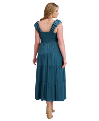 Plus Size V-Neck Sleeveless Tiered Maxi Dress