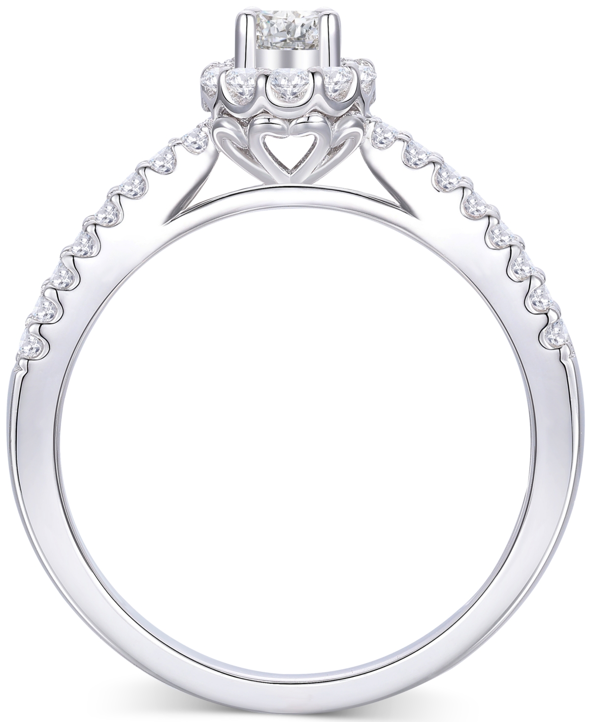 Diamond Oval Halo Three Row Engagement Ring (1 ct. t.w.) 14k Yellow or White Gold