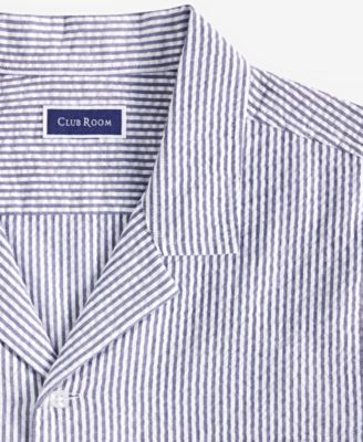 Men's Short Sleeve Striped Seersucker Button-Front Camp Shirt, Exclusively at Macy's
