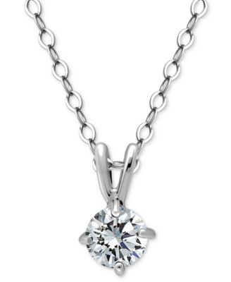 Giani Bernini - Cubic Zirconia Solitaire Pendant Necklace in 18k Gold over Sterling Silver, 16" + 2" extender