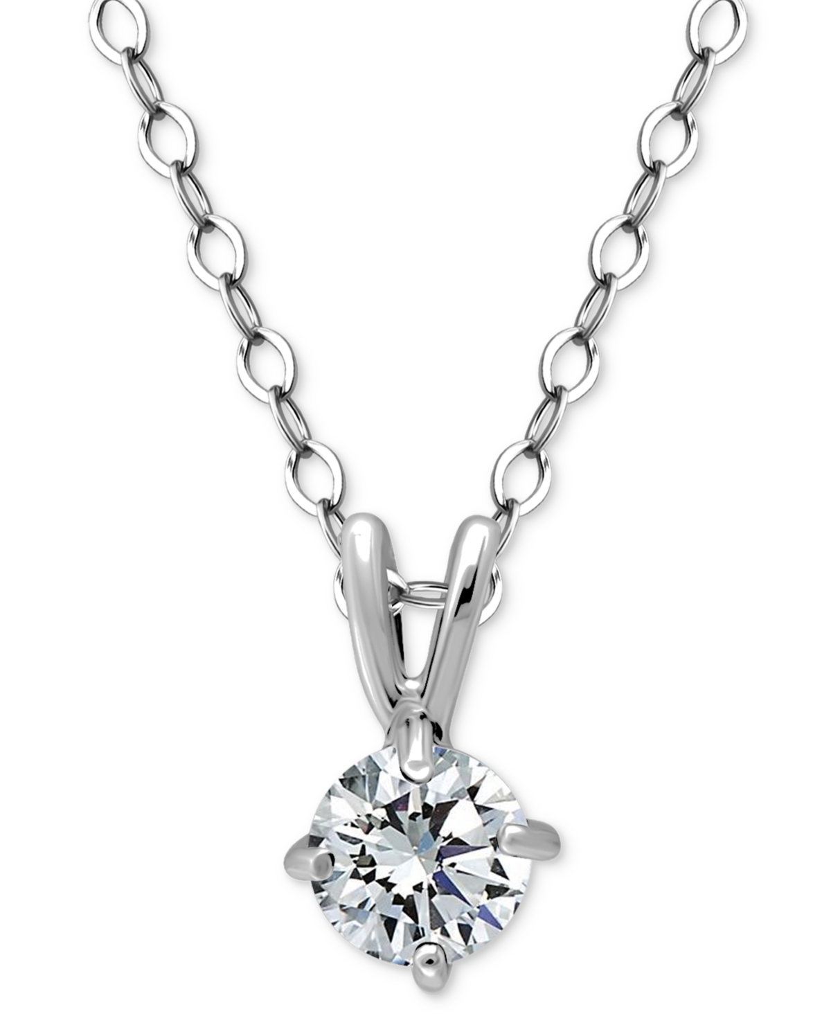 Cubic Zirconia Solitaire Pendant Necklace in 18k Gold over Sterling Silver, 16" + 2" extender, Exclusively at Macy's - Gold