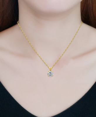 Cubic Zirconia Solitaire Pendant Necklace in 18k Gold-Plated Sterling Silver (also in Sterling Silver), 16" + 2" extender, Exclusively at Macy's