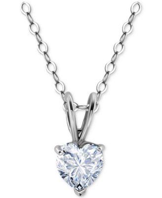 Cubic Zirconia Heart Pendant Necklace in 18k Gold-Plated Sterling Silver, 16" + 2" extender