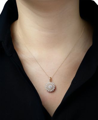Diamond Flower Cluster Pendant 18" Necklace (1 ct. t.w.) in 14k Gold or 14k White Gold, Exclusively at Macy's