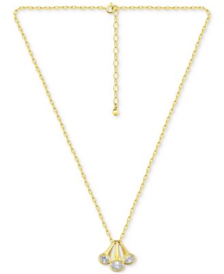 Cubic Zirconia Triple Horn Pendant Necklace in 18k Gold-Plated Sterling Silver, Exclusively at Macy's