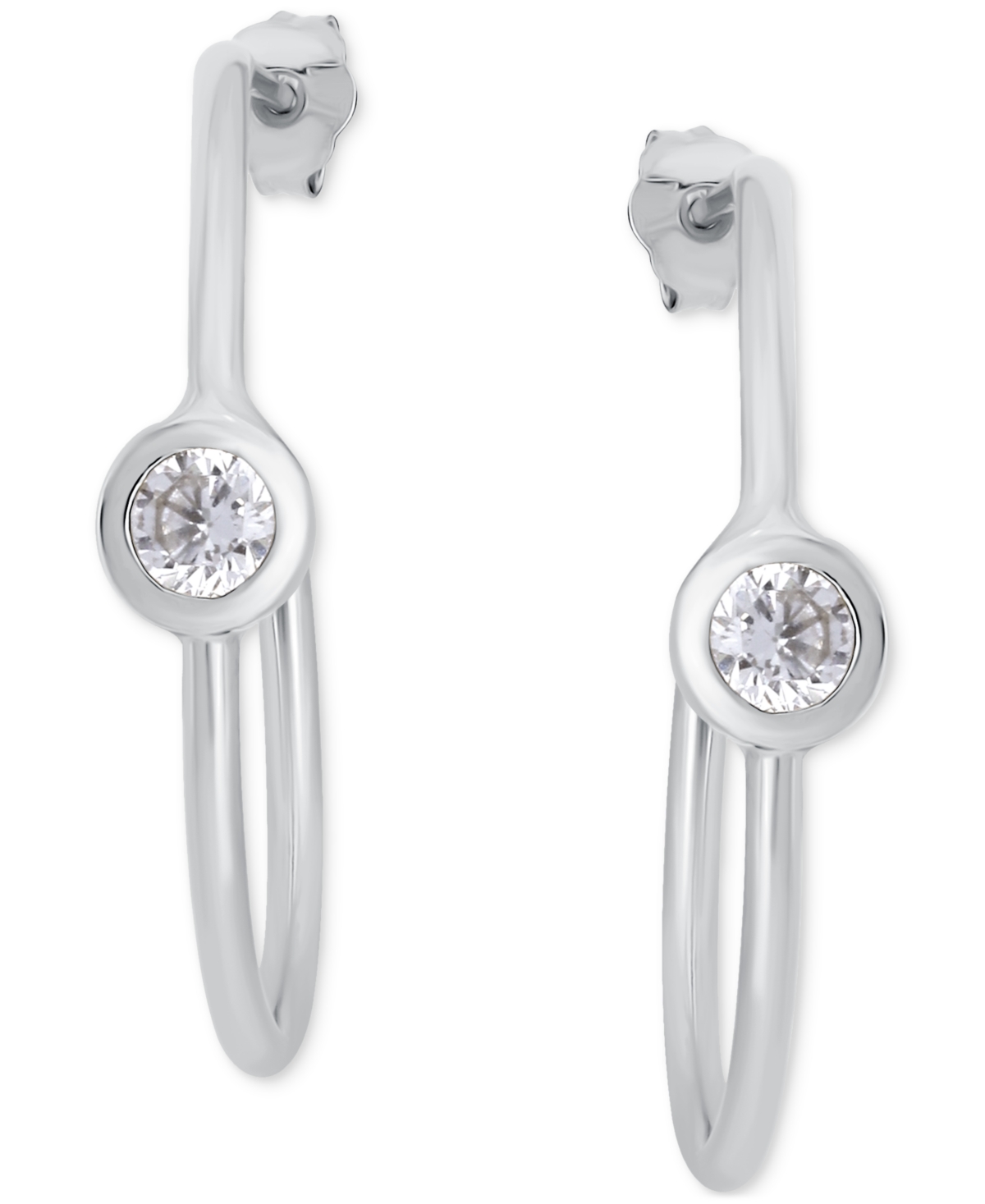 Giani Bernini Cubic Zirconia Bezel Small Hoop Earrings, 0.75", Exclusively At Macy's