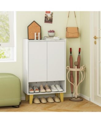 5-Tier Shoe Cabinet with Faux Marble Top – Flat Tilting Shelves for Shoes and Accessories Storage