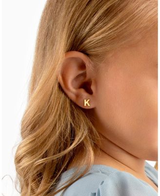 Children's 14K Gold Initial Studs Girls' Screw Back Earrings