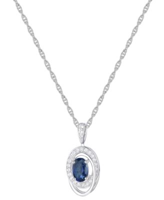 Ruby (5/8 ct. t.w.) & Diamond (1/8 ct. t.w.) Oval Swirl 18" Pendant Necklace in 14k Gold (Also in Emerald & Sapphire)