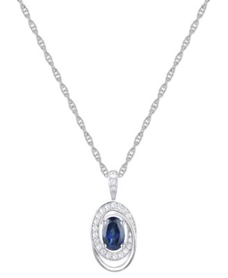 Ruby (5/8 ct. t.w.) & Diamond (1/8 ct. t.w.) Oval Swirl 18" Pendant Necklace in 14k Gold (Also in Emerald & Sapphire)