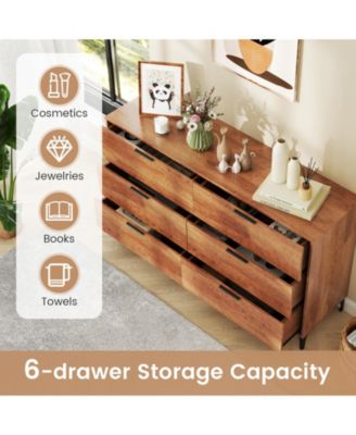 6-Drawer Dresser with Interlock System – Spacious Storage for Bedroom or Living Room