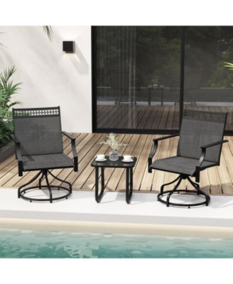 Patio Swivel Dining Chairs Set of 2 with Heavy-duty Metal Frame and Armrests