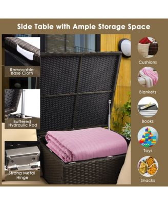 4PCS Outdoor Patio Rattan Furniture Set Cushioned Loveseat Storage Table