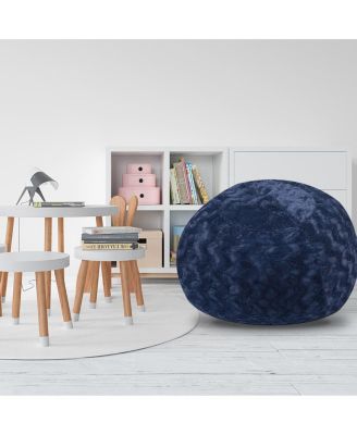 5ft Faux Fur Bean Bag Chair for Adults and Kids, Washable Cover, Memory Foam Lounger for Bedroom or Living-The Pop Home