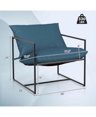 2PCS Sling Accent Chairs Metal Framed Armchairs with Removable Sponge Cushions