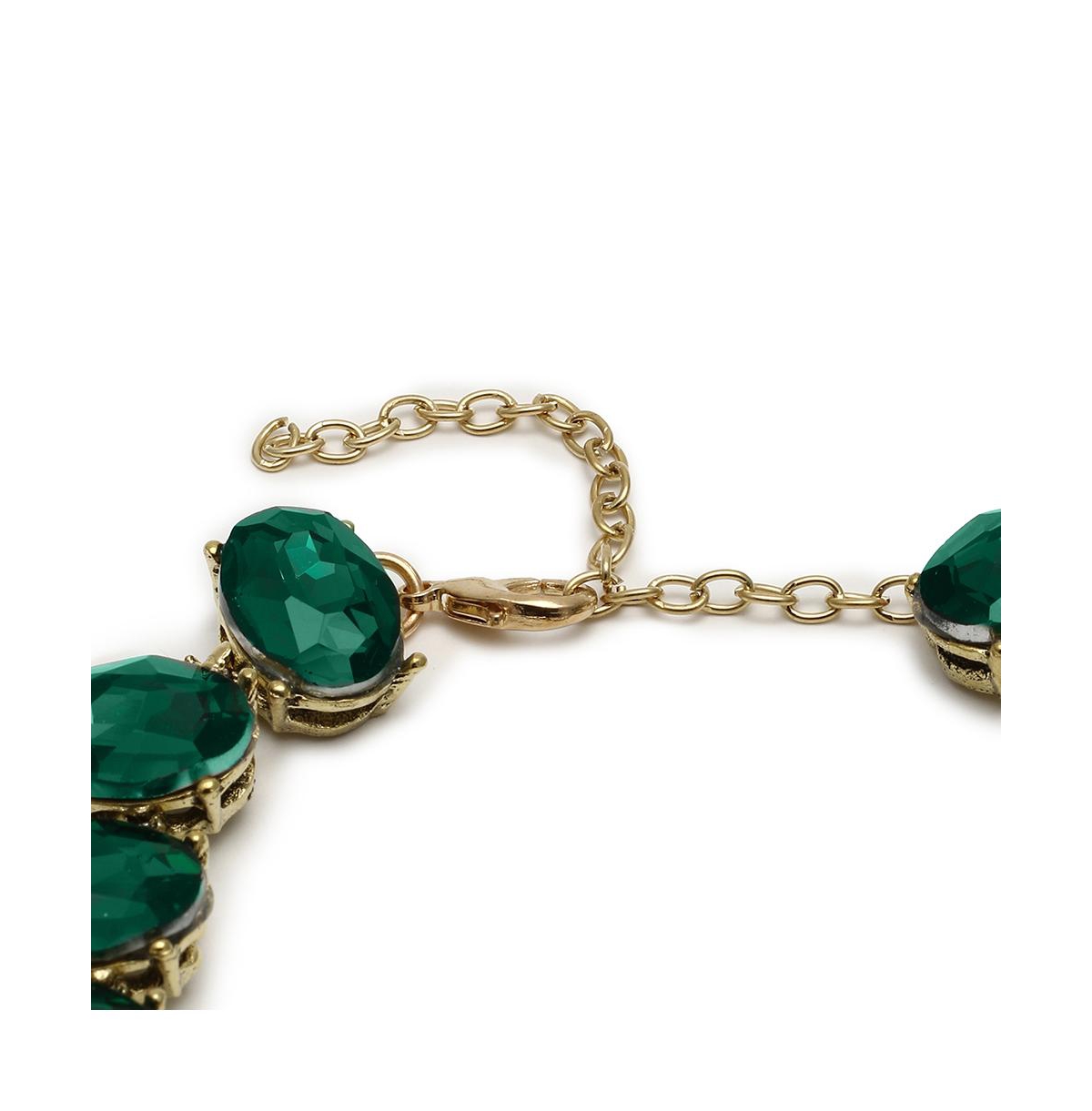 Sohi Women's Gold Plated Designer Stone Jewellery Set In Green