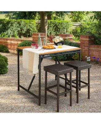 2 Piece Wicker Bar Stool Chairs for Patio Deck or Garden Seating