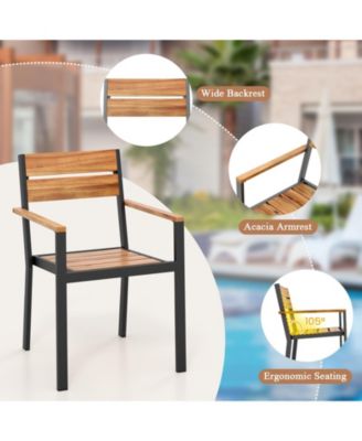 7 Piece Patio Dining Set 69'' Rectangle Table w/ 6 Stackable Chairs