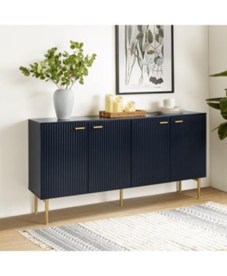 Contemporary 4-Door Sideboard with Adjustable Shelves and Legs, 63" Wide