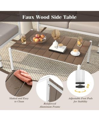 4 PCS Patio Furniture Set Patio Loveseat Sofa with a Coffee Table 2 Single Couch