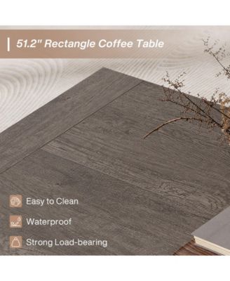 51-Inch Rectangular Coffee Table for Living Room, Farmhouse Accent Center Cocktail Table with Thickened Wooden Base, Easy Assembly,Grey