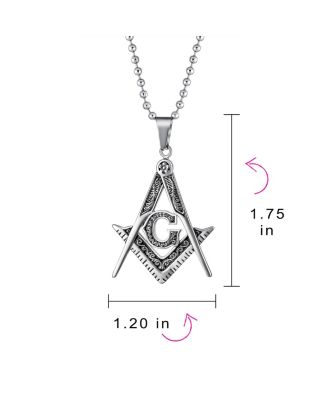 Freemason Masonic Symbol Pendant Necklace Plated Oxidized