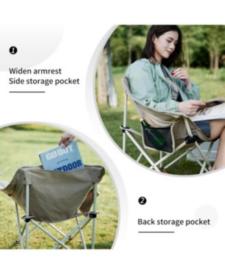 Foldable Camping Chair Can bear 110 kg Fishing Chair Portable folding chair With armrest and two pockets