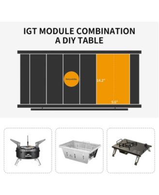 Folding IGT Camping Table, Portable Outdoor IGT Cook System, Ultralight Aluminum Camp Table with Carry Bag for Car Camping Picnic