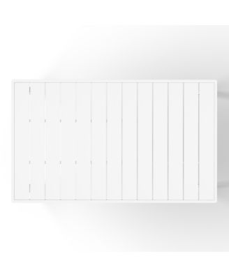 7-Piece Outdoor Metal Rectangle Patio Dining Table Set With Stackable Plastic Dining Chairs For 6