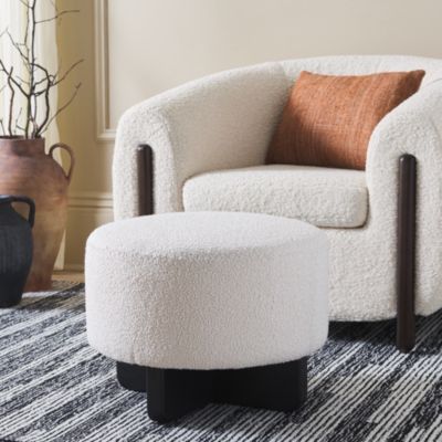Riah Boucle Round Ottoman