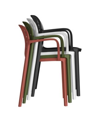 7-Piece Outdoor Metal Rectangle Patio Dining Table Set With Stackable Resin Patio Dining Chairs