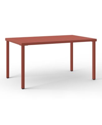 7-Piece Outdoor Metal Rectangle Patio Dining Table Set With Stackable Resin Patio Dining Chairs