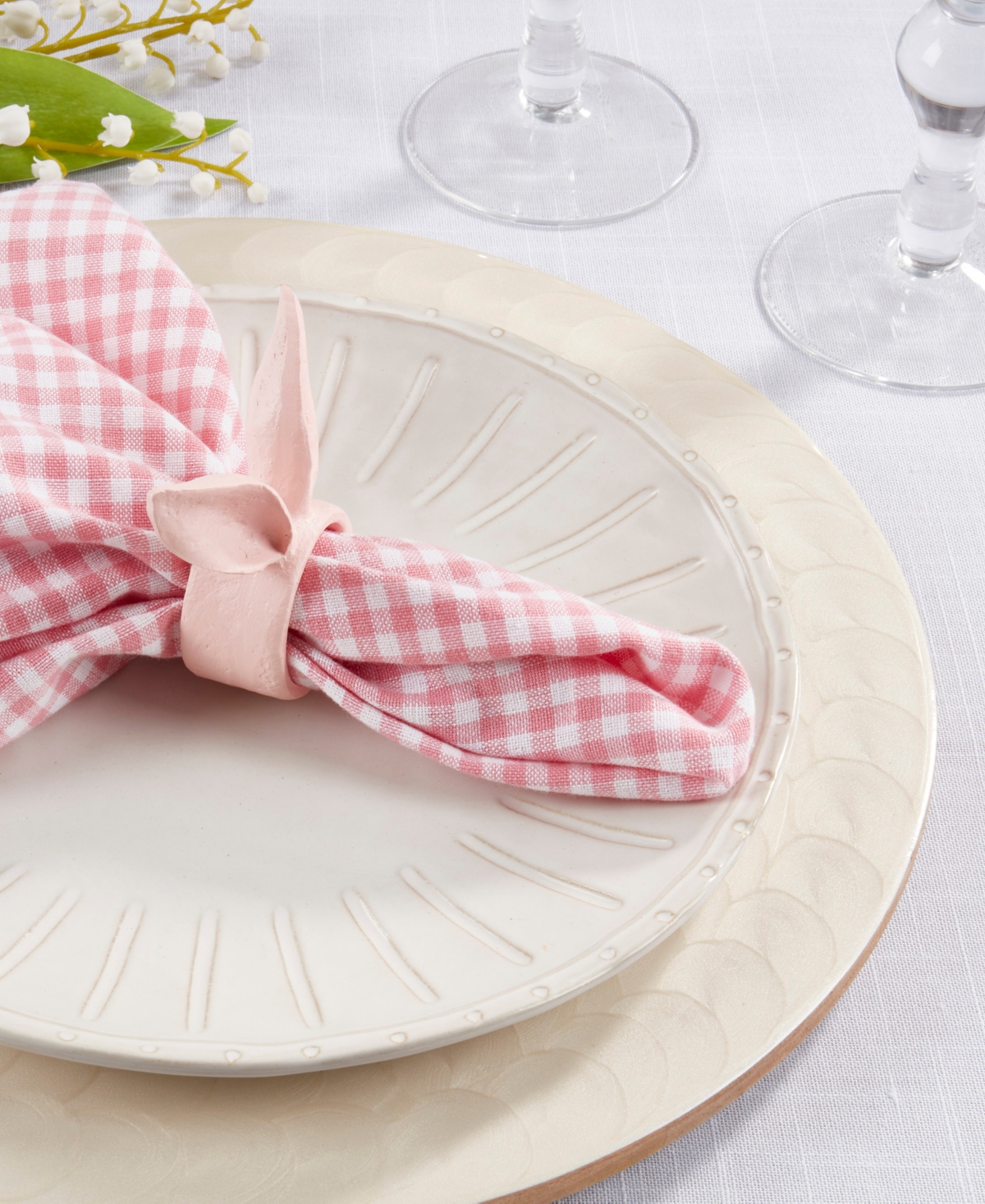 Saro Lifestyle Playful Bunny Ears Napkin Rings, Set Of 4 In Pink
