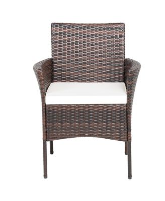 5PCS Rattan Patio Dining Table Set Outdoor Furniture Set w/ 4 Seat Cushions