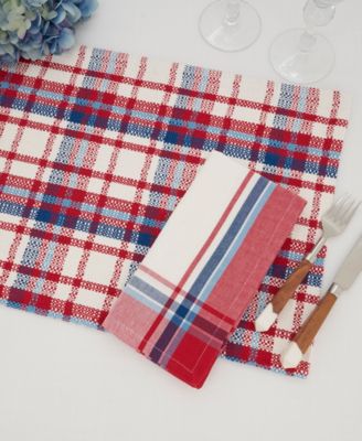 Simple Plaid Cotton Placemats and Napkins, Set of 8