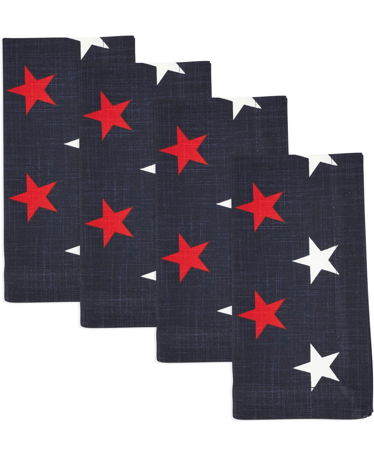 Saro Lifestyle Patriotic Americana Stars Cotton Napkins, 20" X 20" In Red,white,blue