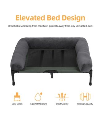 Raised Cooling Dog Bed-Outdoor With Removable Bolster  