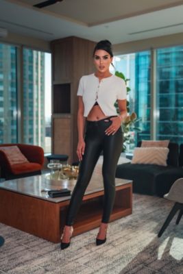 Women's Panther Faux Leather Mid-Rise Sculpting Pants