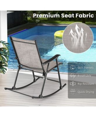 Folding Rocking Chair with Breathable Seat Fabric Set of 2