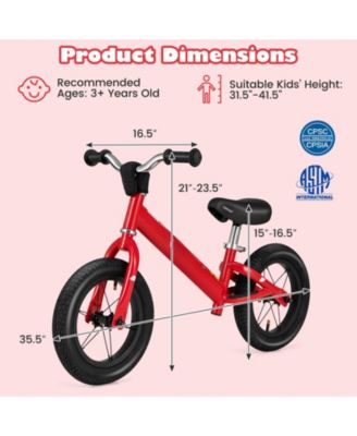 12 Inch Toddler Balance Bike with Height Adjustable Handlebar and Seat
