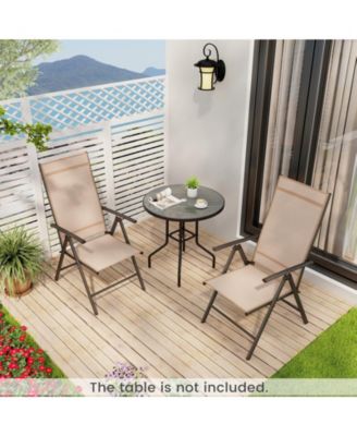 1 Piece Patio Folding Dining Chairs with 7-Level Adjustable High Backrest