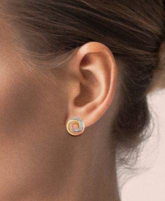 Diamond Swirl Knot Stud Earrings (1/6 ct. t.w.) in 14k Tricolor Gold
