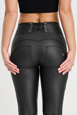 Women's High-Rise Corset Faux Leather Sculpting Pants