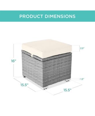 Set of 2 Wicker Ottomans, Multipurpose Furniture w/ Removable Cushions, Steel Frame