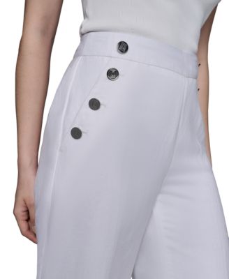 Petite Button-Trim-Pocket Pants