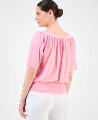 Women's Split-Neck Banded Bottom Top, Exclusively at Macy's