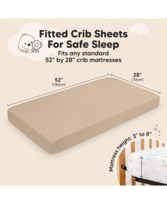 2pk Aereo Fitted Crib Sheets for Boys, Girls, 52x28 Standard Baby Crib Mattress Sheets, Bamboo Viscose Cotton